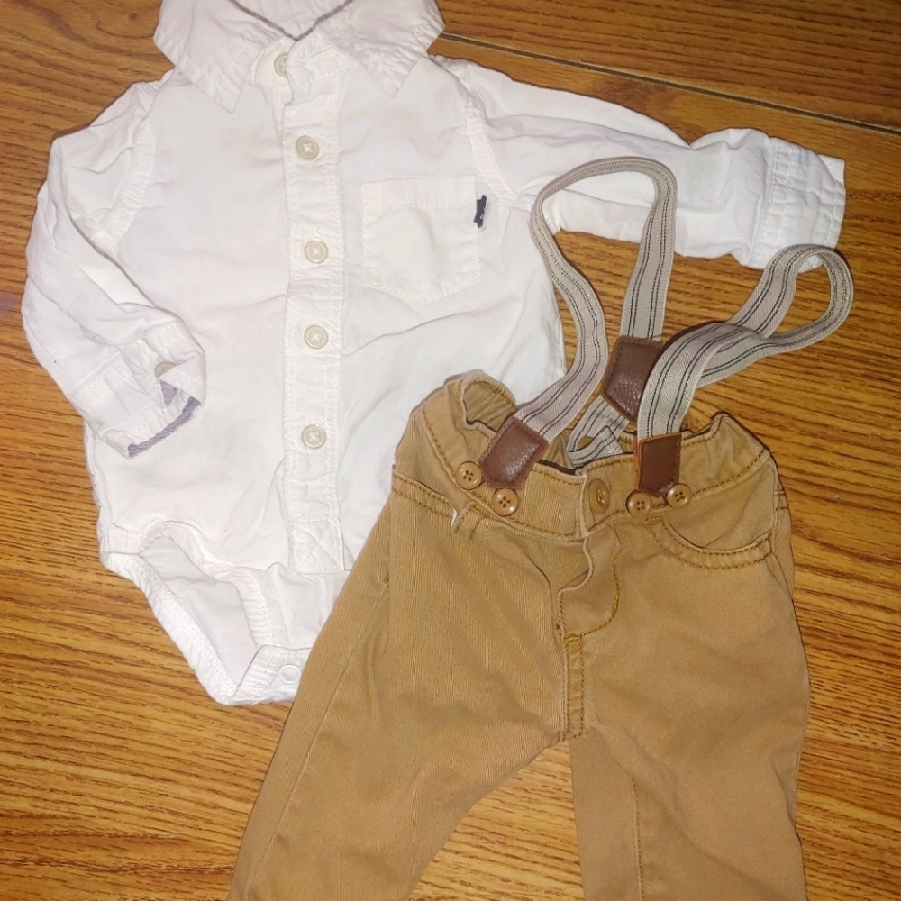 Baby boy suspenders outfit